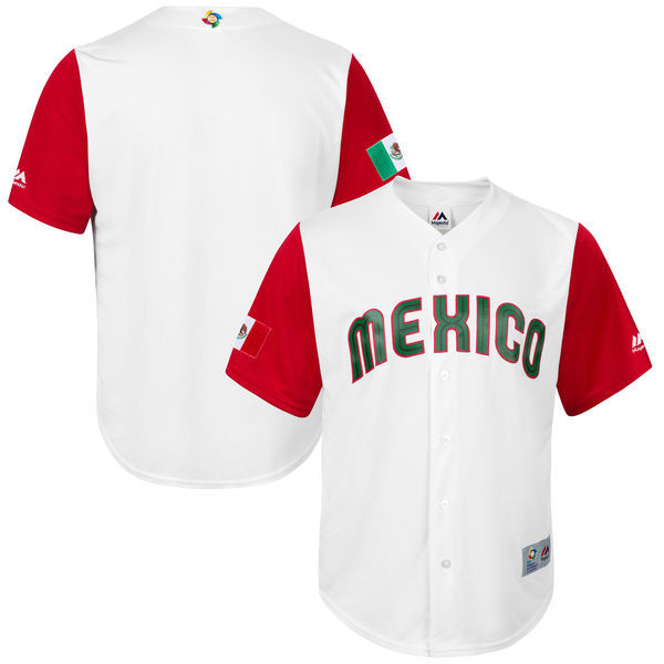 customized Men Mexico Baseball Majestic White 2017 World Baseball Classic Replica Team Jersey